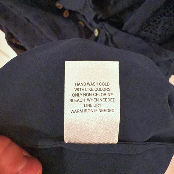 DANIEL RAINN Sasha Lace Trim Blouse | XXL | Navy - Picture 7 of 8